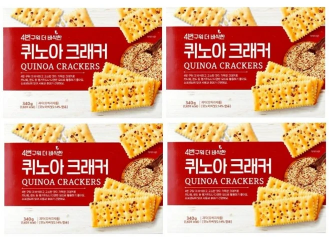 4번구워 더 바삭한 퀴노아 크래커, 4개, 340g - 쿠팡