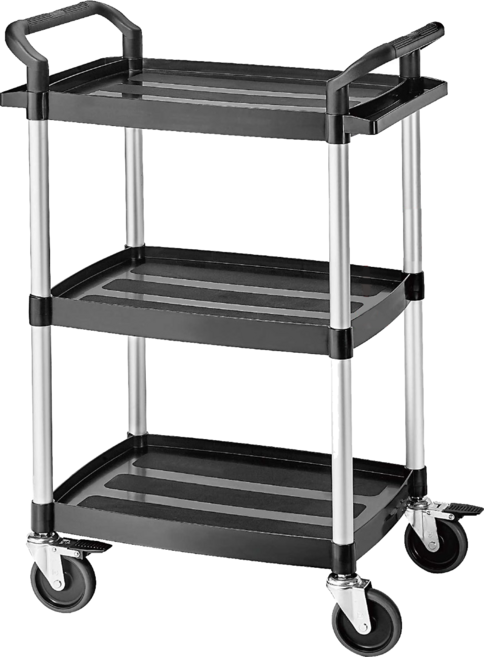 台灣製造 用途工作推車 KT-128F 多輕巧多元機動型 手推車 送餐車 餐車 工具車, 黑, 3層