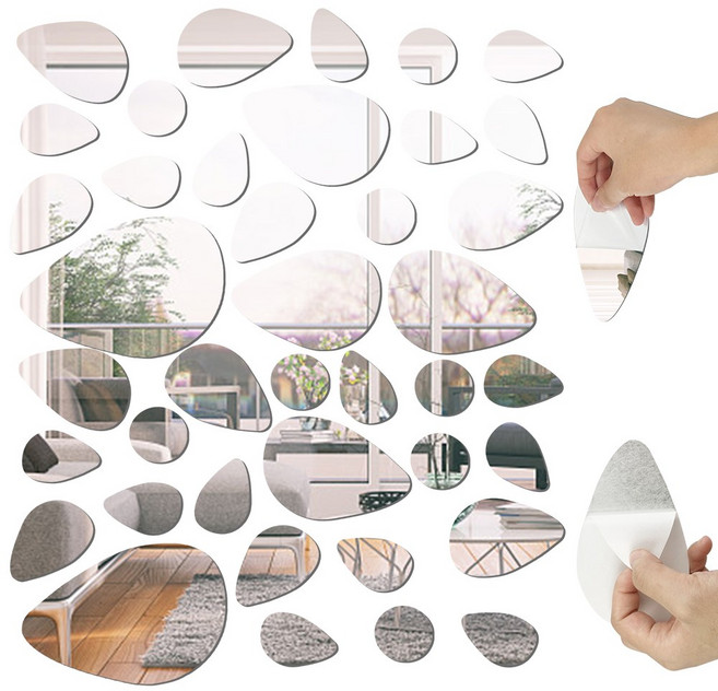 타원형 아크릴 벽거울 부착형 거울 벽걸이 배경 장식 DIY용 40개 다른 사이즈