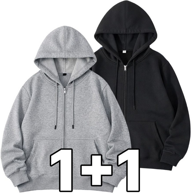 ANNLINE 프리미엄 빅사이즈 오버핏 남녀공용 후드집업