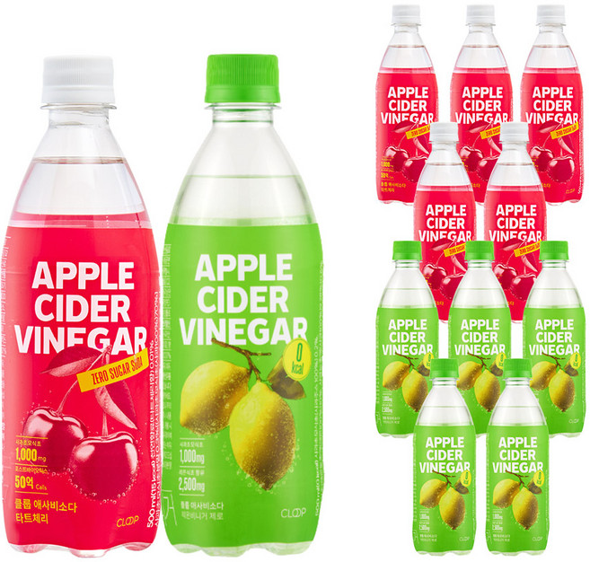 클룹 애사비소다 타트체리+레몬비니거, 12개, 500ml