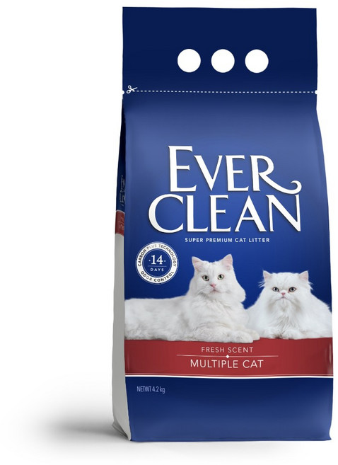 Ever Clean 藍鑽 貓砂, 4.2kg, 1個, (紅標)多貓抑菌貓砂-微香