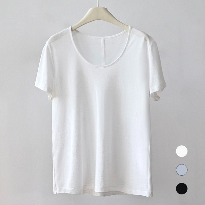 에쥬아 여름 유넥 반팔티 순면 얇은 이너티