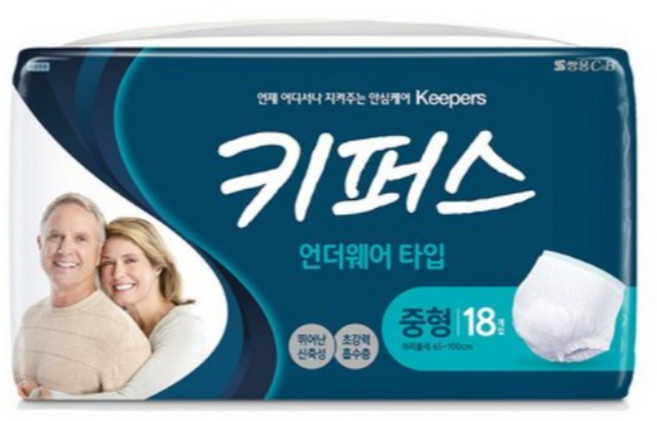키퍼스 남녀공용 팬티 성인기저귀, 중형, 18개입, 50개