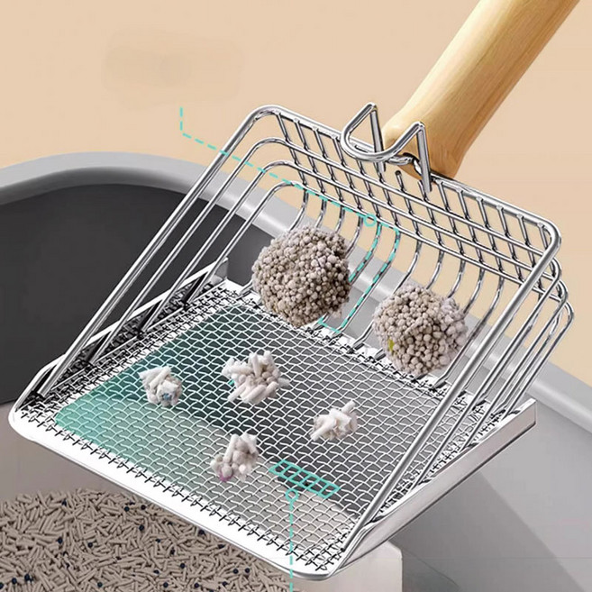 제이로이 듀얼 홀 고양이 배변 모래 화장실 삽 스쿱 걸이 일체형, 1개, one color