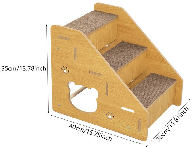 3층 나무 애완동물 계단 높은 침대 등반을 위한 미끄럼 방지 표면 개 램프 소파와 침대에 접근할 수 있는, 3 Step, 1개