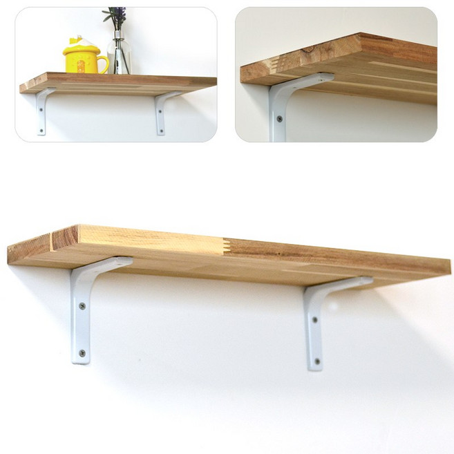 아카시아 원목선반 벽선반대 목재 세트, 1단, 화이트