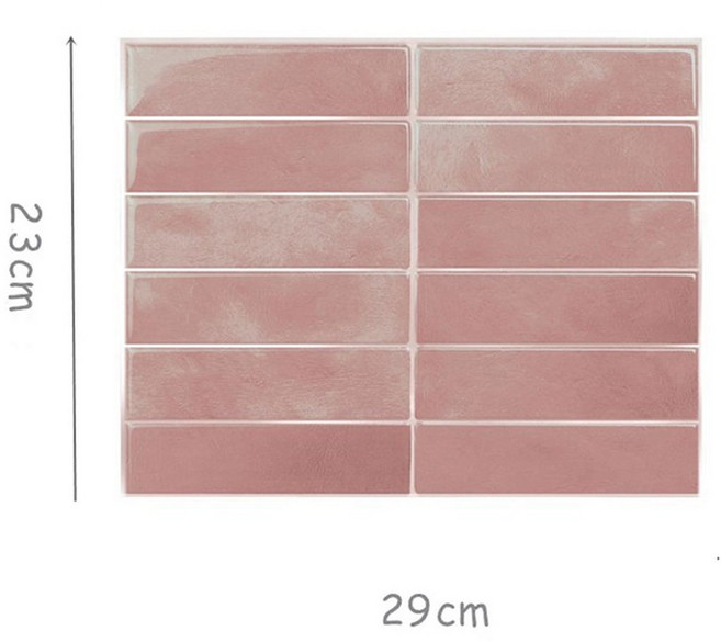 주방 욕실용 3D 스티커 녹색 모자이크 스틱 패널 매트 자체 접착 백스플래시 타일 10, pink