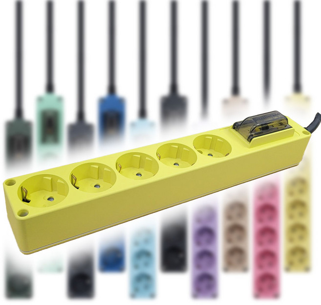 현대 고용량 멀티탭 오브제 국산 4000W 누전차단 과부하차단 멀티콘센트 5구 10컬러, 3m, 옐로우, 1개