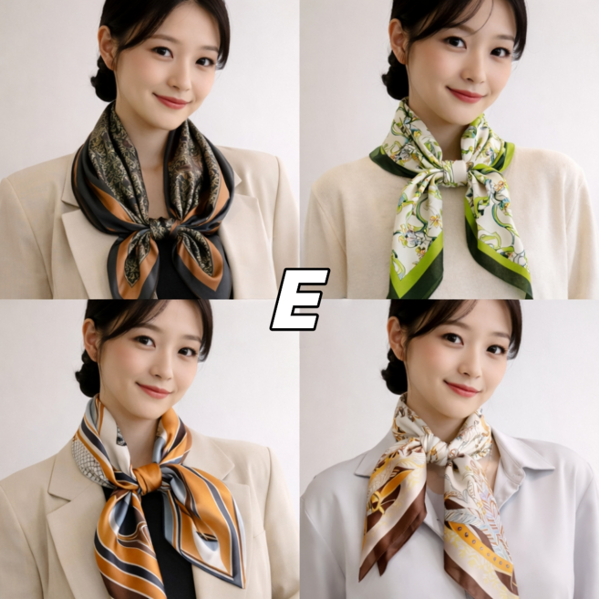 여성 쁘띠 사각 스카프 4P 실크촉감