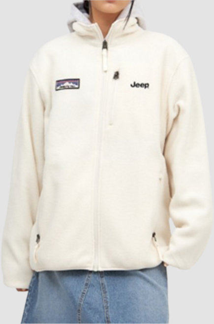 지프 레인보우 로고 하프넥 후드 집업 티셔츠