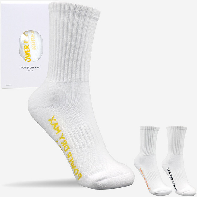 언디자인드라이프 쿨맥스 논슬립 스포츠양말 3중 쿠션 단목 장목 니삭스, 화이트&옐로우, 1개