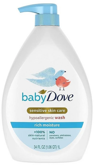 Baby Dove Sensitive Skin 하이드레이팅 바디 워시 | 티어프리 및 저자극성 소아과 테스트 완료 963.9g(34온스)143488, 1, 1L - 쿠팡