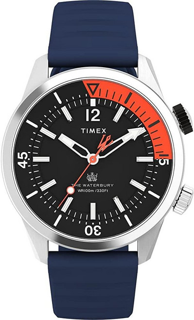 Timex 남성용 워터버리 다이브 41mm 시계 블랙/블랙 다이버