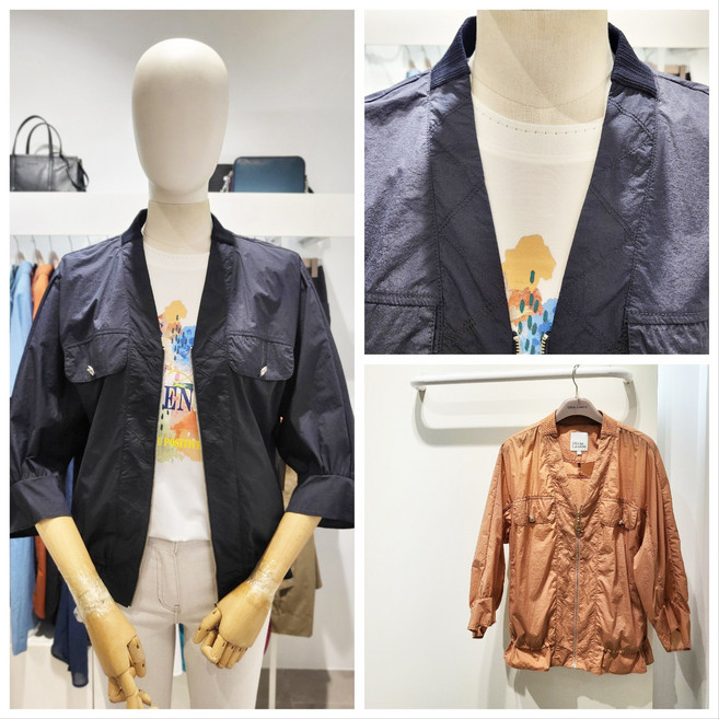 올리비아로렌 신축성 좋은 브이넥 7부 소매 경량 집업 점퍼 nc청주점 voccl4m5156