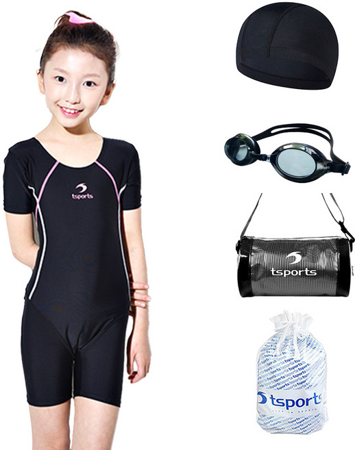 티에스스포츠 여아동 실내 반팔원피스 수영복 고급세트 TSKG-1903