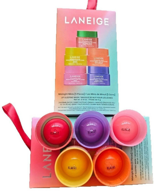 果凍睡眠唇膜 3g 夜間修護 滋潤補水 淡化唇紋 5件組, 1個, 蘭芝脣膜小樣五件套掛繩