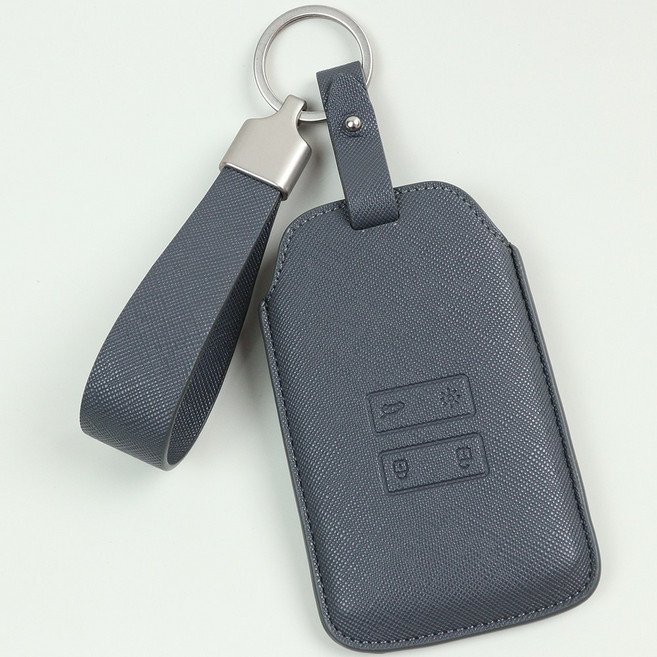 (무료각인)르노 호환 그랑 콜레오스 QM6 SM6 XM3 차키케이스 차키링 키홀더 차량용품, 에보니그레이, 르노 A, 흑니켈(각인무료)