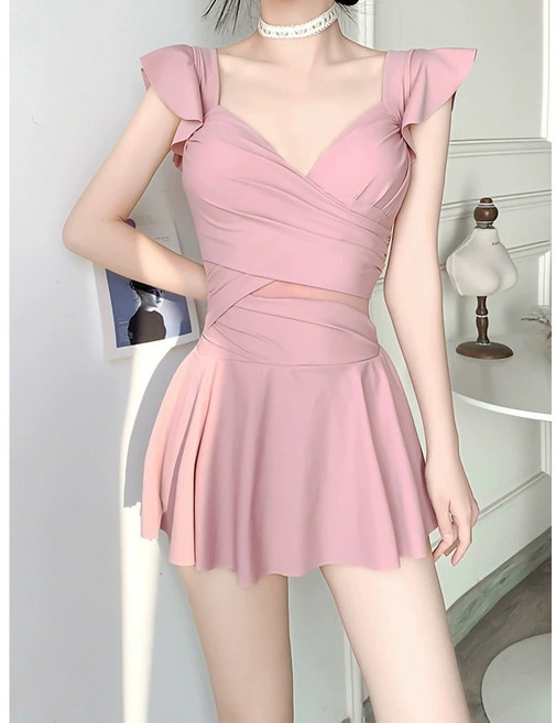 YAPOGI 2026년 여성 원피스수영복 모노키니수영복, PINK