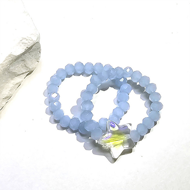 일호장신구 오각별 파스텔 비즈 반지 세트 귀여운 레이어드 여성 우정 검지 패션 데일리