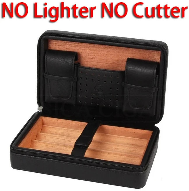 GALINER-가죽 시가 휴미더 탄소 섬유 라이터 커터 세트 휴대용 삼나무 목재 케이스 여행 박스, 04 only case