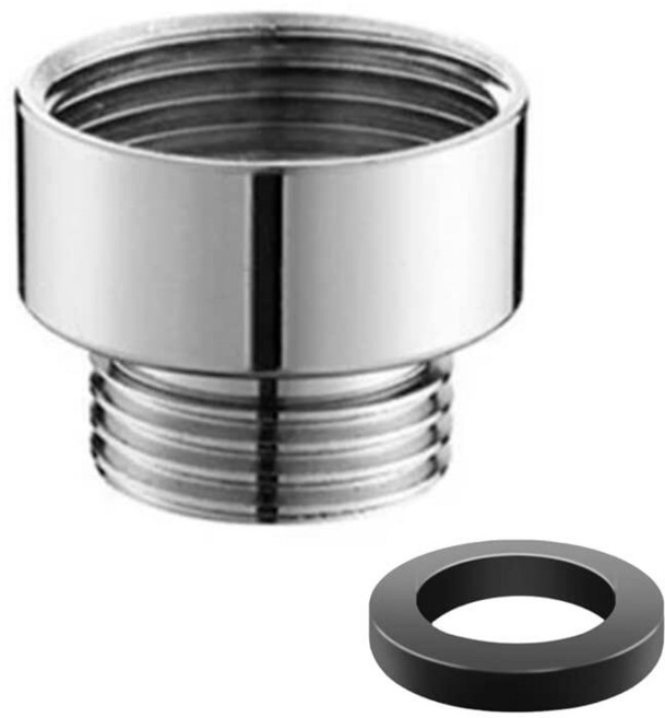 황동 수도꼭지 어댑터 G1.9cm(3/4인치)에서 G1.3cm(1/2인치) 에어레이터 어댑터 호스 스레드 피팅 커넥터 세탁기 식기 세척기 정원용 (크롬 실버), 크롬 실버