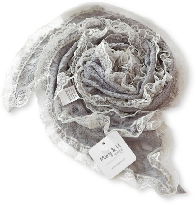 메리앤유 레이스트리밍 스판 소재 플로럴 스카프 국산 선물 케이스