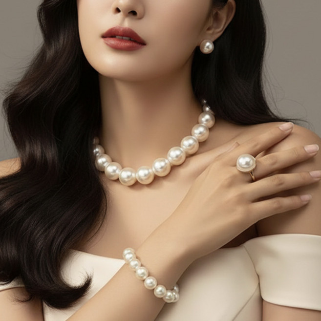 여성 파티 공연 행사 클래식 럭셔리 진주 주얼리 4종 풀 세트 A2735