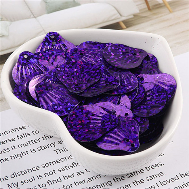 대형 장식 공예 DIY 조각 의류 웨딩 결과 개/몫 18mm 액세서리 쉘 모양 바느질 느슨한 80, Laser deep purple, 1개
