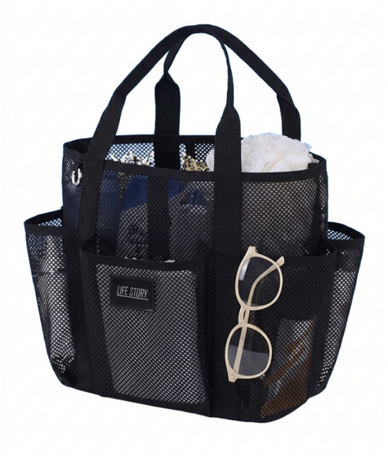 인슈퍼 메쉬 수영 가방 대형 망사 목욕탕, 블랙