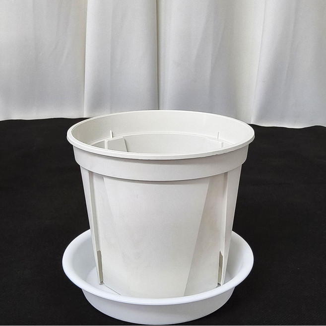 영농사 가네야 슬릿화분 15호 받침 포함 세트, 화이트, 3개