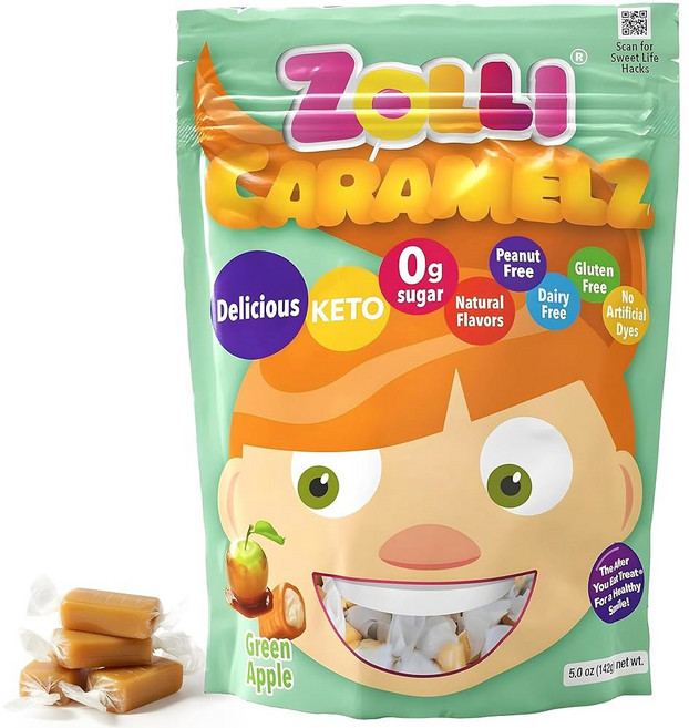 졸리 카라멜 무설탕 캔디 츄이 키토 저당 치아 건강 식단관리 어린이 간식 85g, 애플 매시업, 5 Ounces, 1