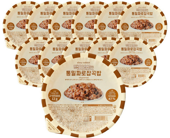 슬로우래빗 백미없는 통밀파로잡곡밥, 12개, 150g