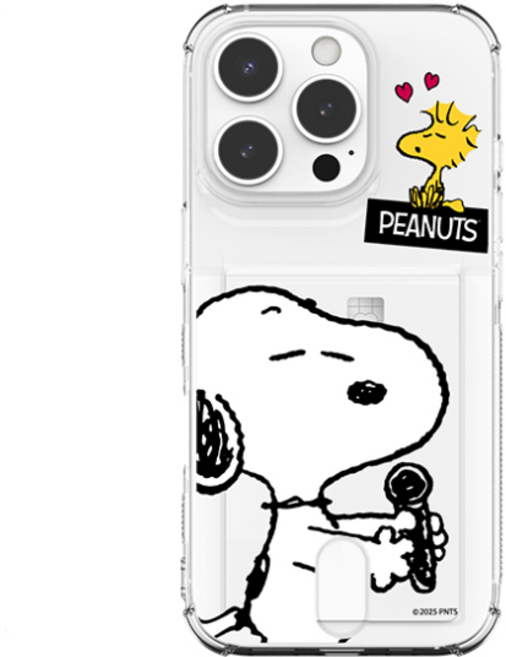 갤럭시 A16 스누피 씽앤쏭 클리어 에어쿠션 카드수납 젤리케이스 TRY