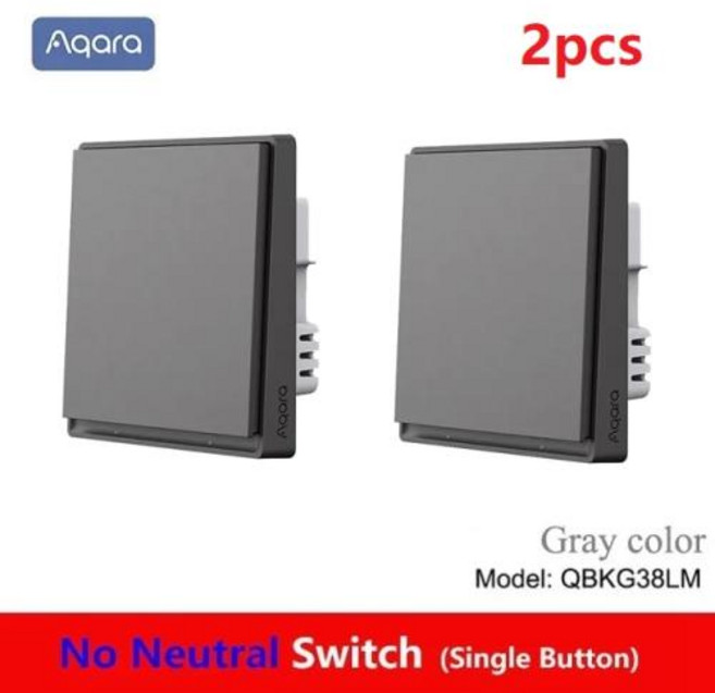 Aqara 스마트 벽 스위치 E1 ZigBee 3.0 Xiaomi Mi Home homek APP 용 중립 없음 스마트 홈 무선 키 라이트 스위치, [08] NoNeutral 1key 2pc G