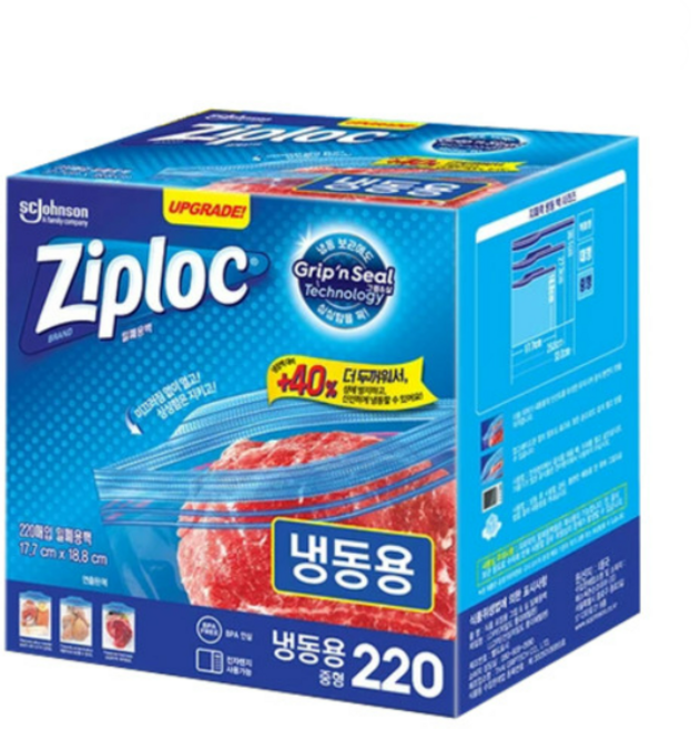 지퍼락 지퍼백 냉동용 중형, 중(M), 220개, 1개