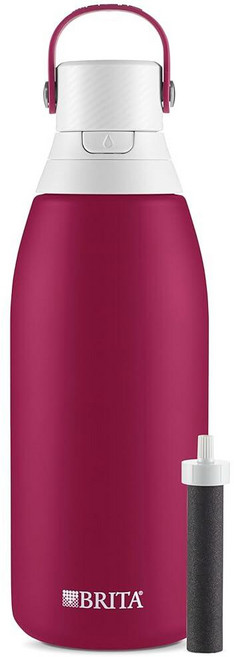 Brita 스테인리스 스틸 정수 필터 병 32 온스 루비 1개, Brita 스테인리스 스틸 정수 필터 병 32 온스 루
