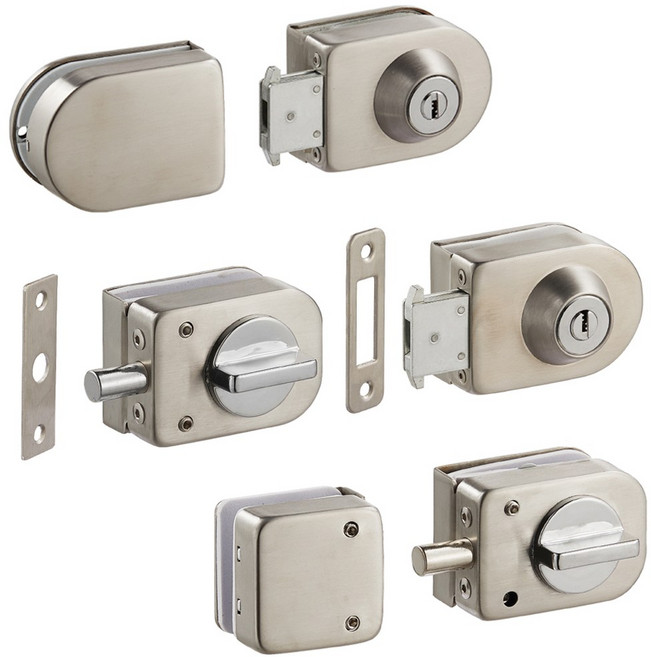 무타공 강화도어 유리문 잠금장치 유리문 보조키 시건장치 10-12mm, 3. 유리문 잠금장치-026B(외문용), 1개