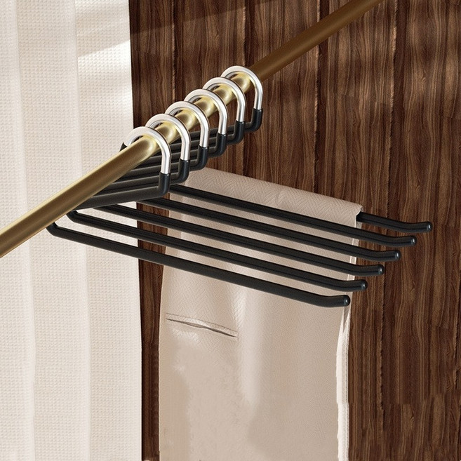 Z3JC 굵은 스테인리스 스틸 프리미엄 논슬립 코팅 바지걸이, 10개, 정면 방향 블랙