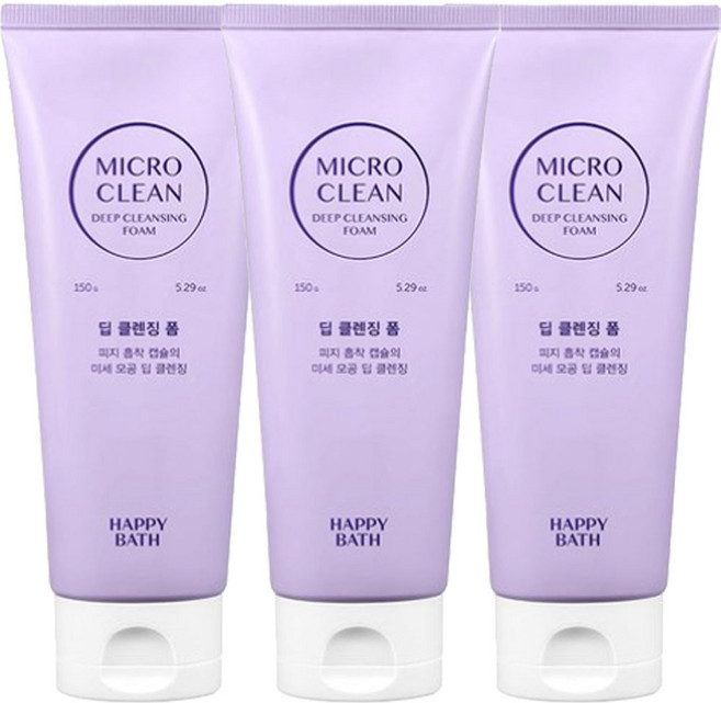 해피바스 마이크로 미셀라 딥 클렌징 폼, 150g, 3개