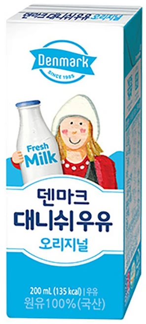 덴마크 대니쉬우유 오리지널 멸균, 200ml, 16개 - 쿠팡