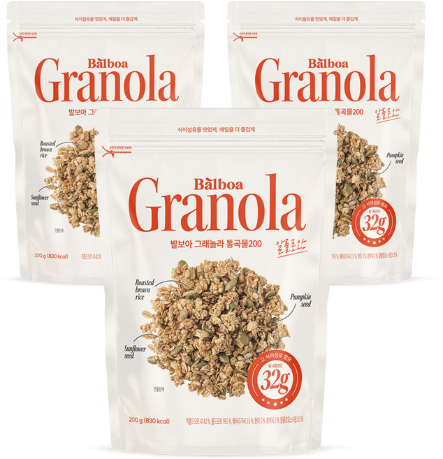 발보아 그래놀라200 통곡물, 3개, 200g