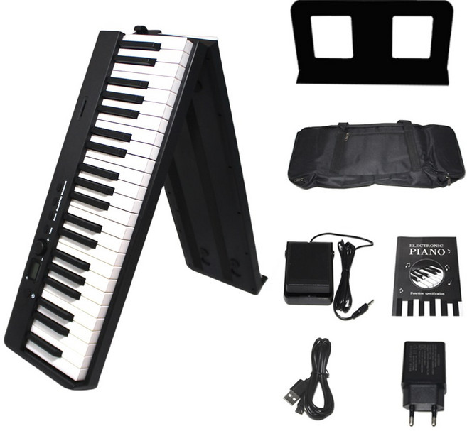 락미 접이식 피아노 88건반 휴대용 디지털 전자피아노 BX-20 풀세트, 블랙(BX-20), 1개