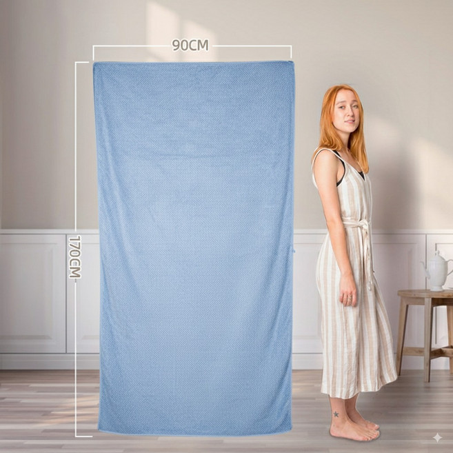 스토리원 1+1 벌집 특대형 비치타월 타올 바스 목욕 샤워 수건 피크닉 U-SSAC44, 네이비+네이비, 2개