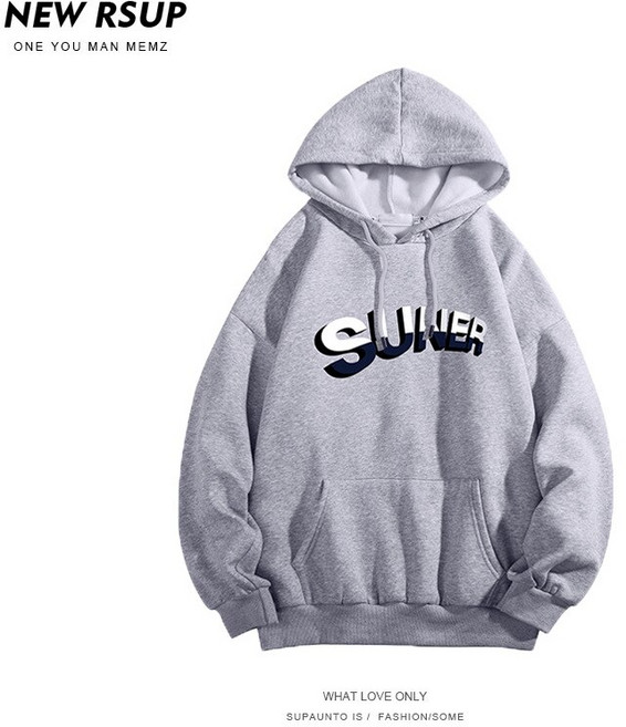 패션 브랜드 Ins 인쇄 양털 후드 스웨터 남자 한국 스타일 겨울 유행 느슨한 커플 모든 경기 Bf 윈드웨어