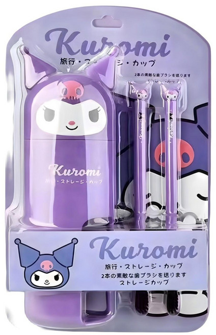 GOYES 산리오 양치컵 칫솔컵 세트 헬로키티 휴대용 칫솔 케이스, 1개, 쿠로미