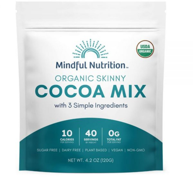 아이스초코 가루 채식 식 코코아 베지테리언 핫초코 마인드 뉴트리션 스키니 핫 믹스 40인분 무설탕 초콜릿 글루텐 프리 다크 하이 플라보노이드 파우더 케토 친화적인 유제품 비건, 아이스초코 가루 채식 식 코코아 베지테리언 핫초코 마인