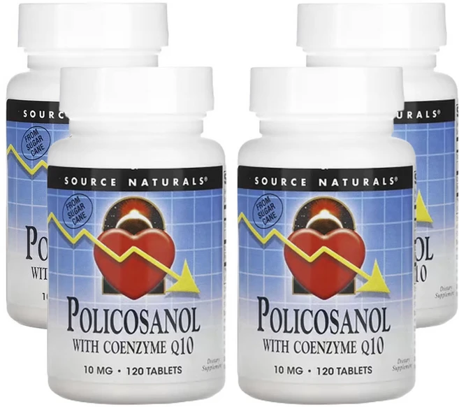 소스네츄럴스 코엔자임 Q10 함유 폴리코사놀 10mg 120 정, 4팩, 120정 - 쿠팡