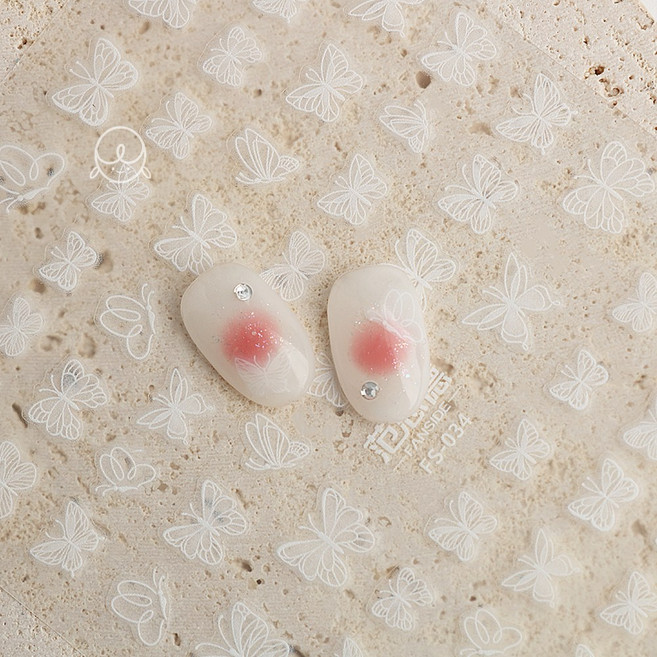 모양39 버터플라이 화이트나비 네일스티커 (FS-034), 1개