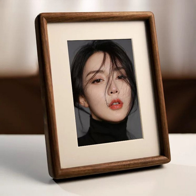 래미고 원목 나무 사진 액자 웨딩 포토 테이블 프레임, 1개, 브라운
